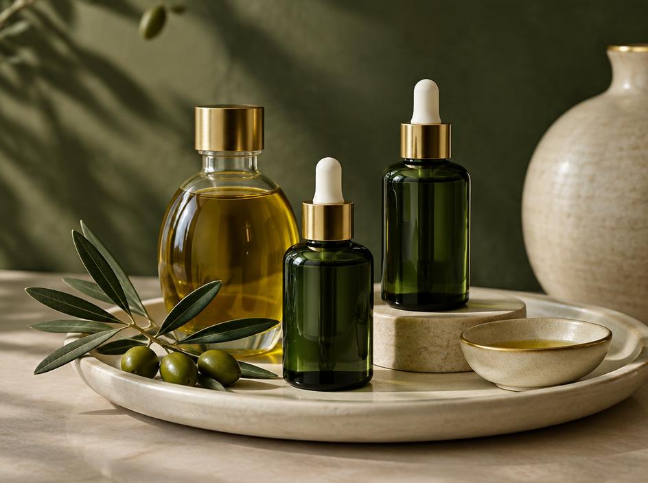 Olive botanical skincare bottles